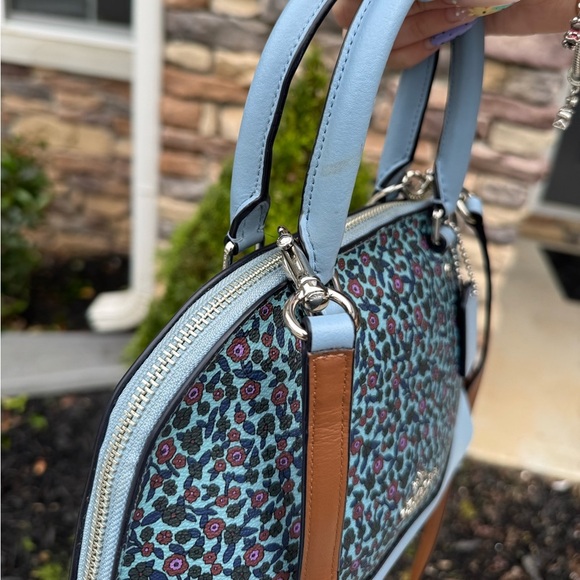 Coach Blue Satchel with Floral Charm - Picture 5 of 5